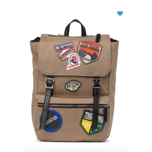 NWT Invicta Jolly Heritage Patch Backpack - Sand - Picture 1 of 2